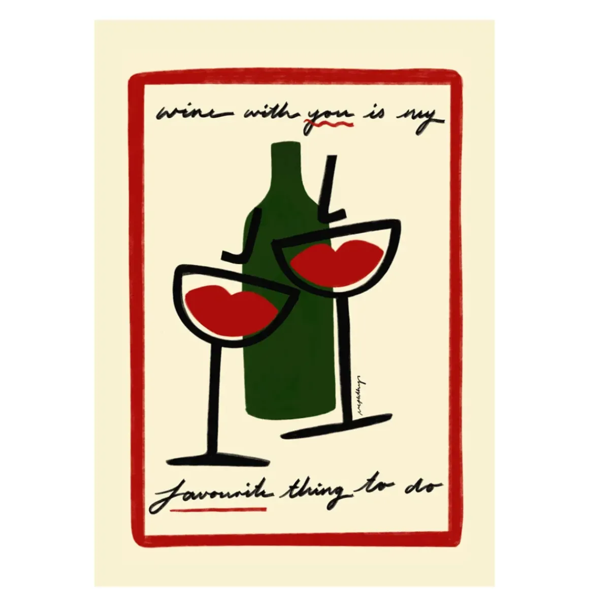 Affiche A3 Wine With You With Border