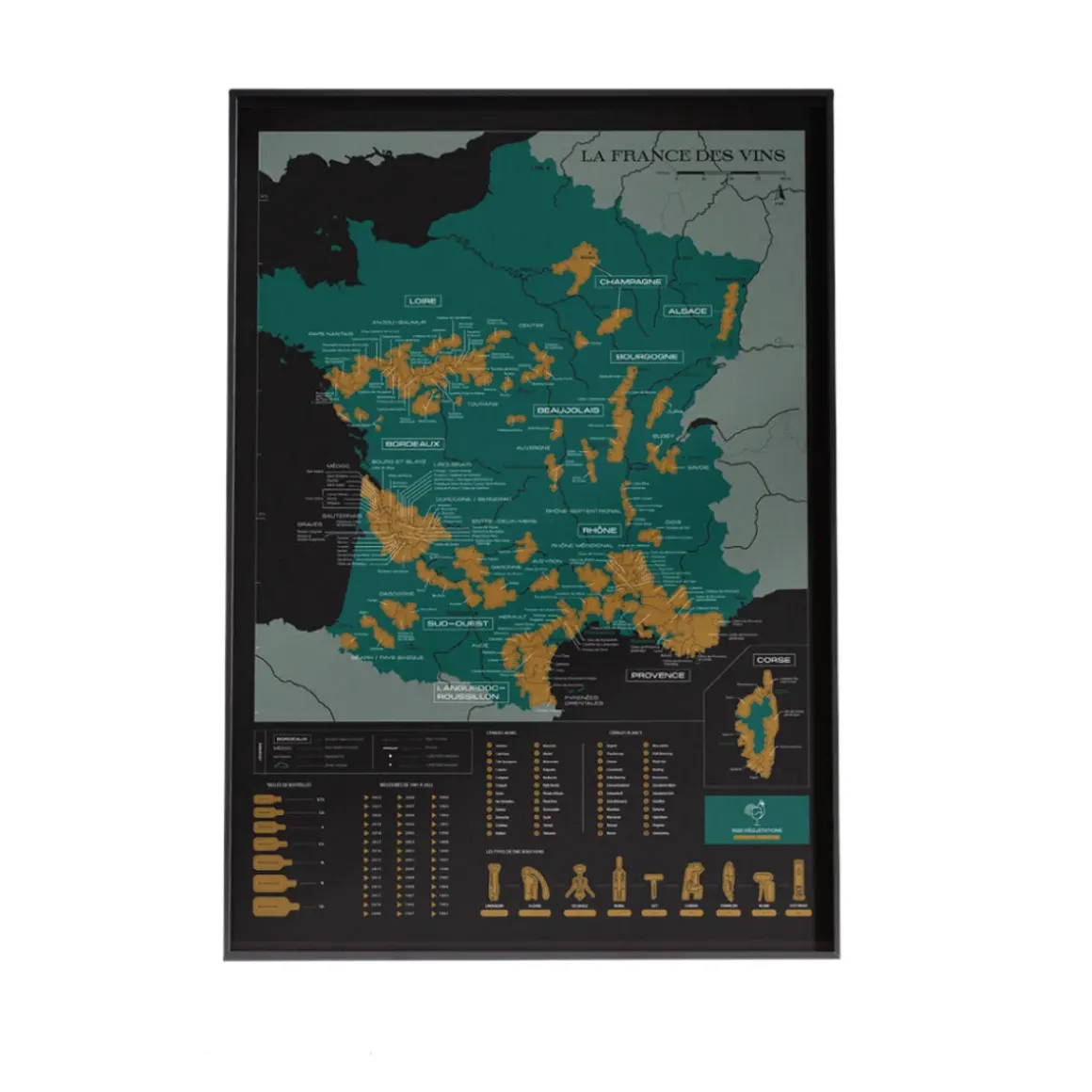 Affiche Carte à gratter - La France des Vins