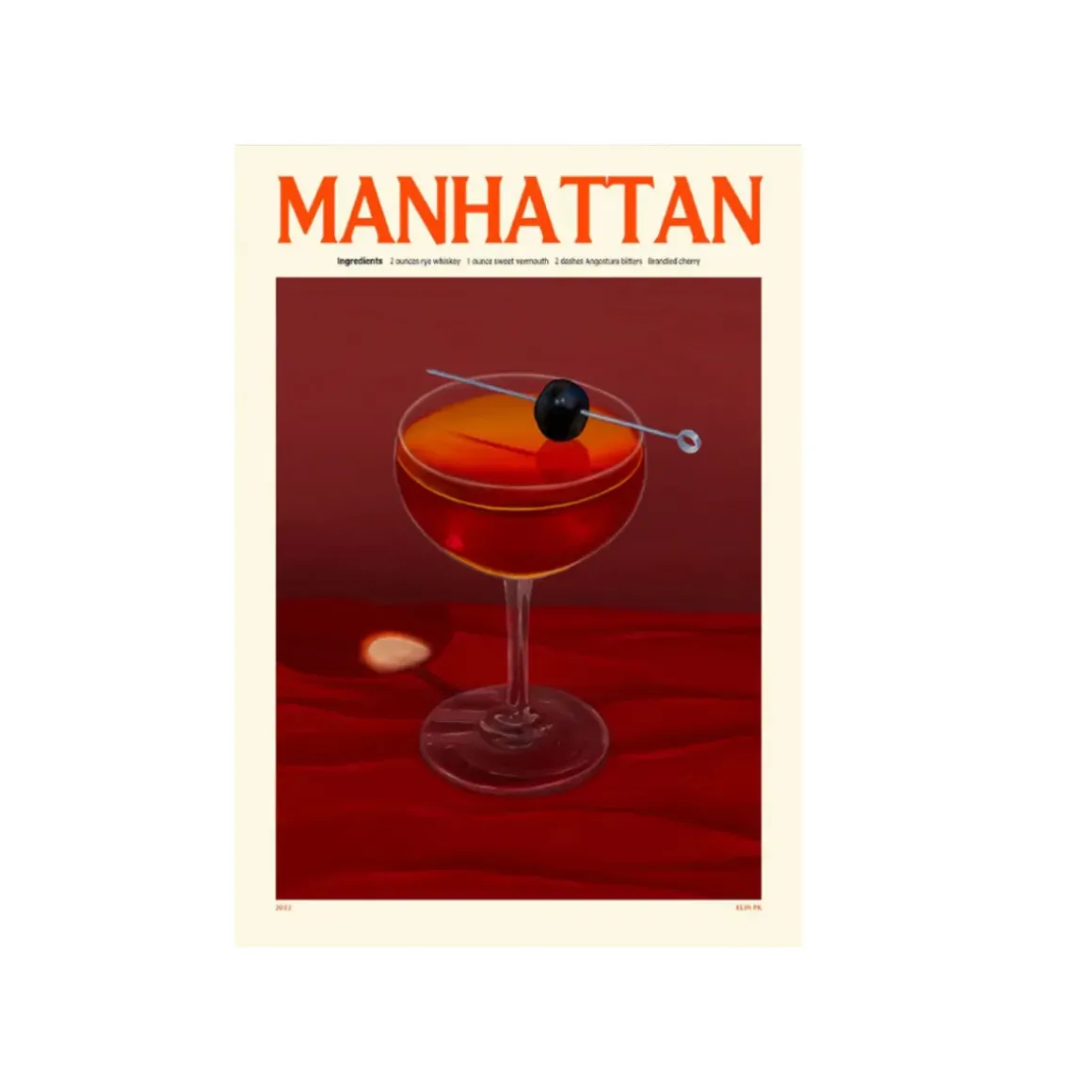 Affiche Cocktail - Elin Pk - Manhattan
