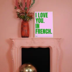 Affiche I love you in French - 50 x 70 cm - Edition limitée Fleux
