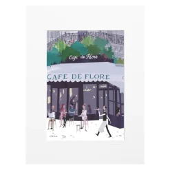 Affiche Paris Café de Flore - Why LA? Pourquoi Paris ? - 22 x 22 cm