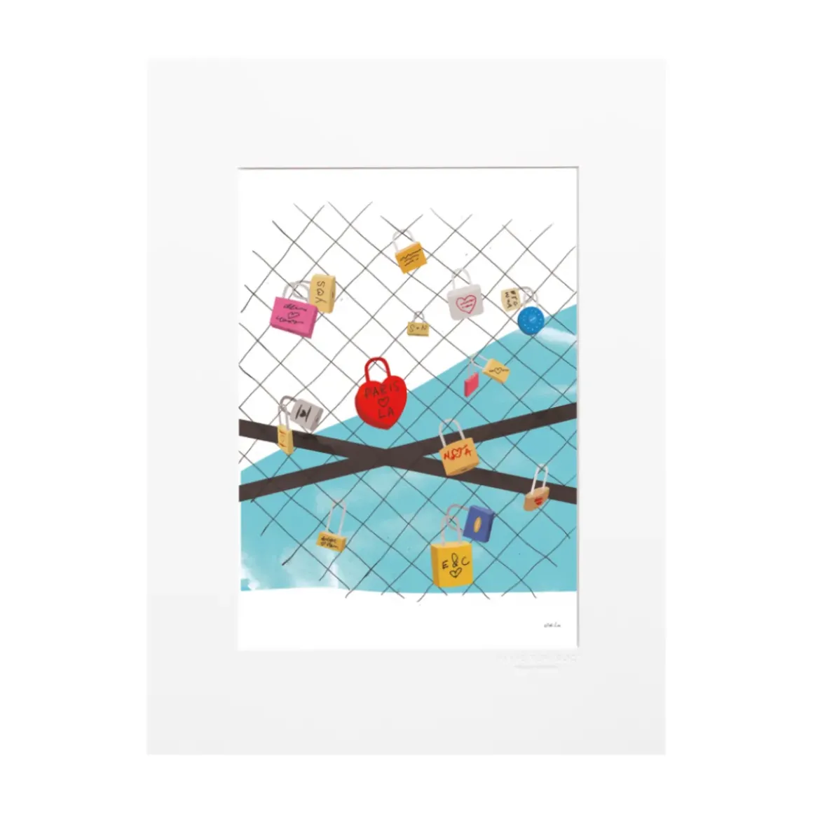 Affiche Paris Love Locks - Why LA? Pourquoi Paris ? - 22 x 22 cm