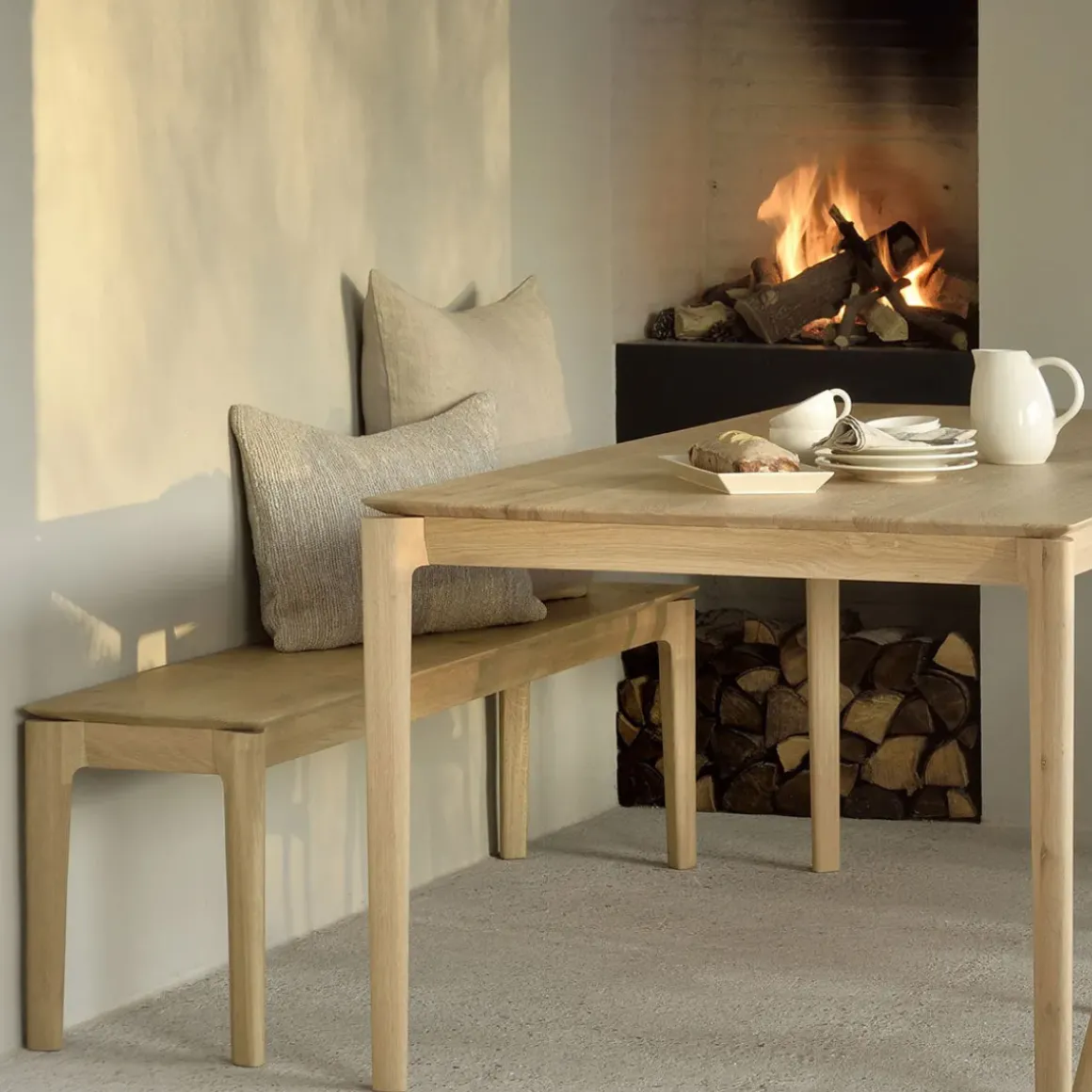 Banc Bok Chêne 126 x 35 x h 46 cm