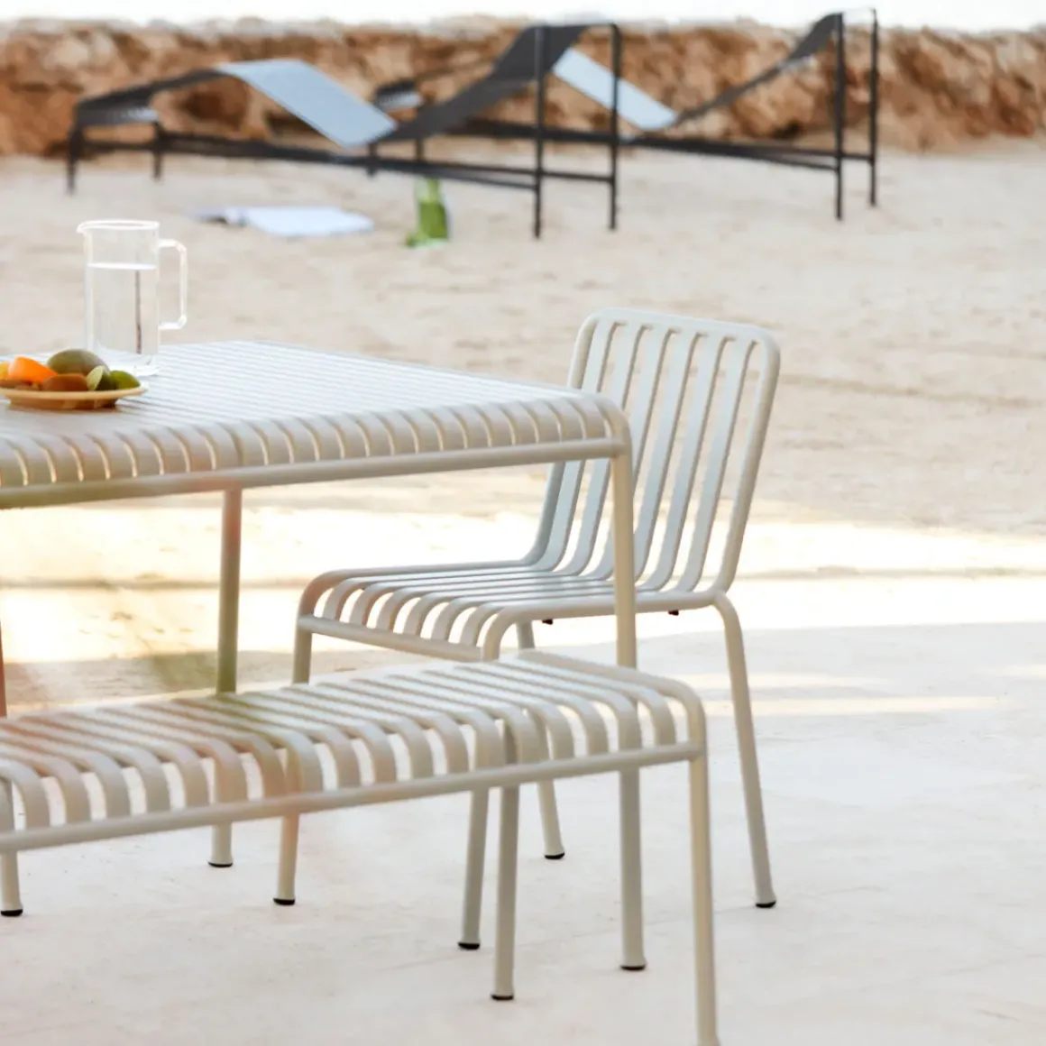 Banc Palissade en acier poudré - Gris ciel