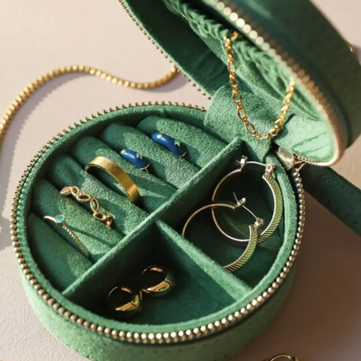 Boite à Bijoux brodée Soleil et Lune