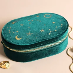 Boite à Bijoux en velours Nuit Étoilée - Bleu Sarcelle