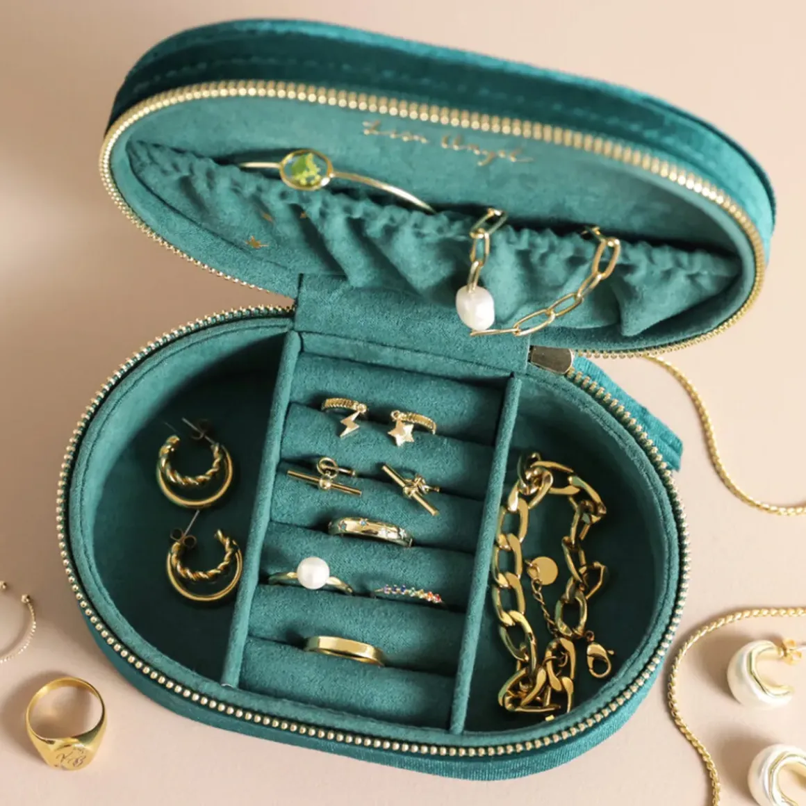 Boite à Bijoux en velours Nuit Étoilée - Bleu Sarcelle