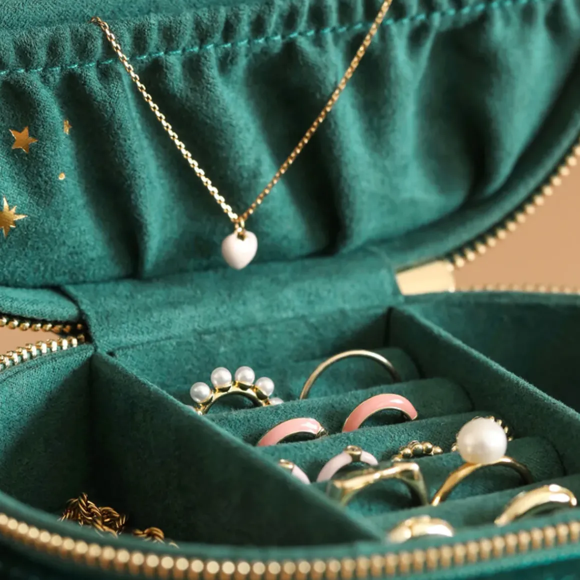 Boite à Bijoux en velours Nuit Étoilée - Bleu Sarcelle