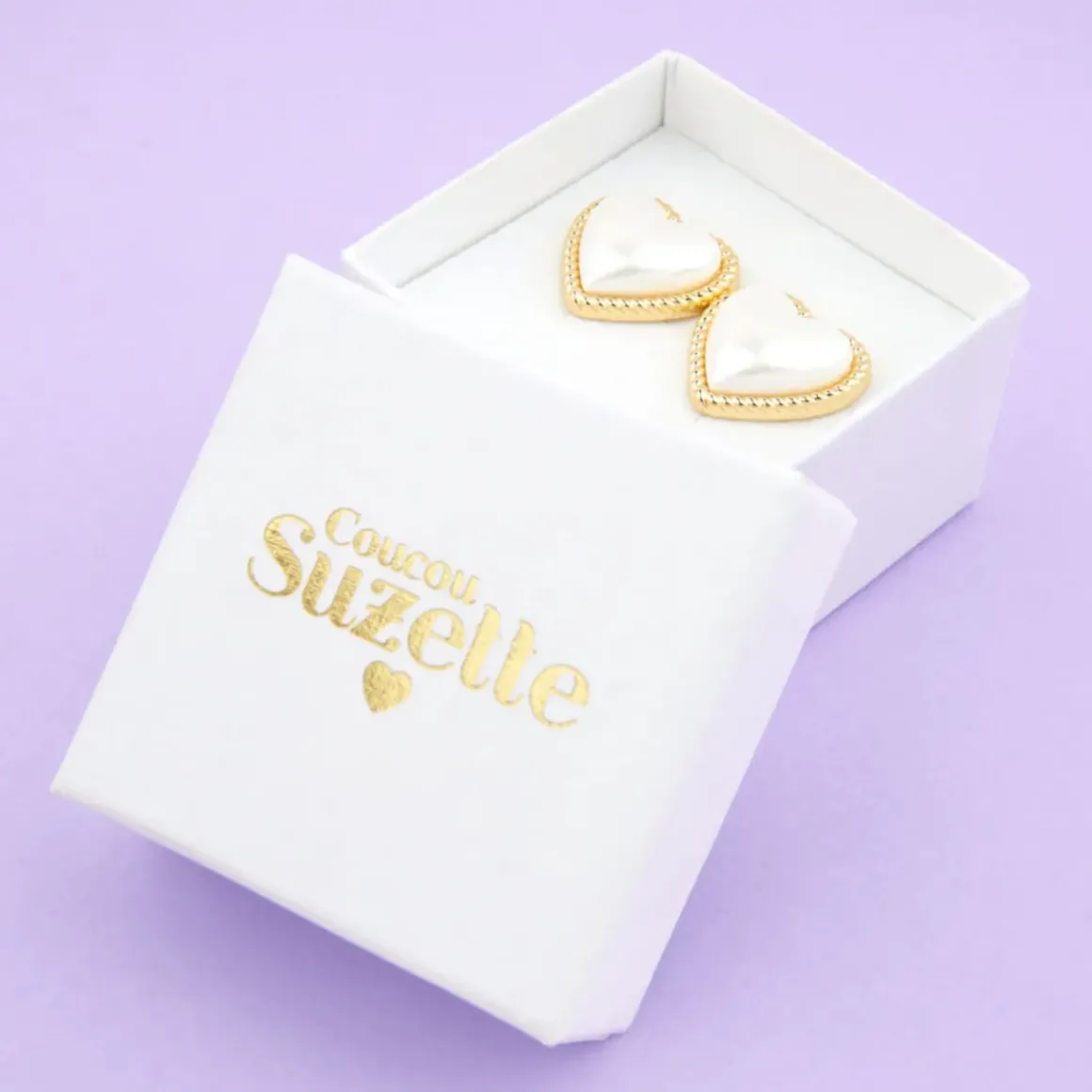 Boucles d'oreilles Coeur en Perle