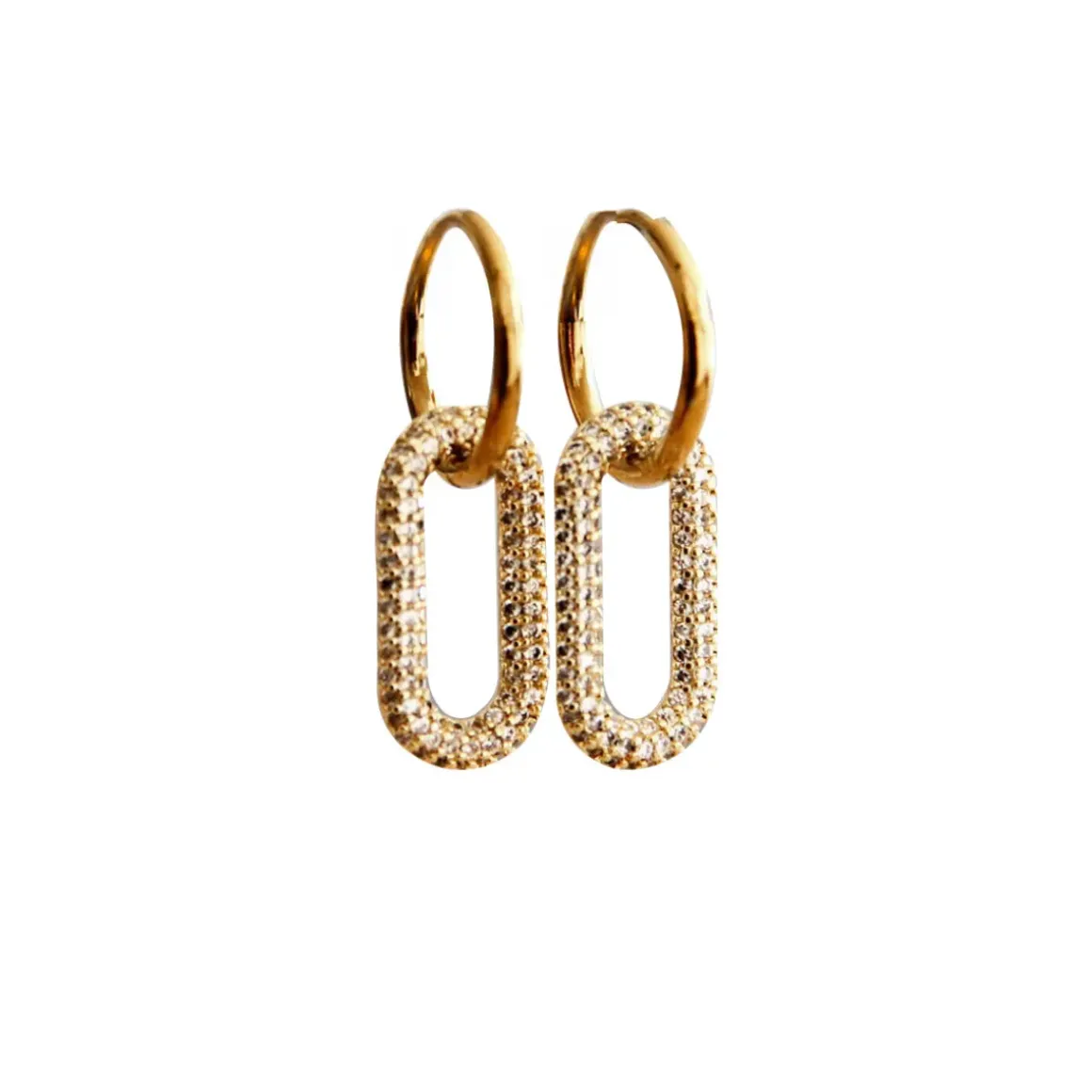 Boucles d'oreilles ovales avec cristaux