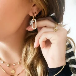 Boucles d'oreilles ovales avec cristaux