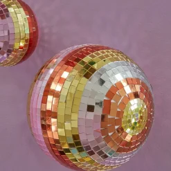 Boule Disco Ø 18 cm - Rayures Rose