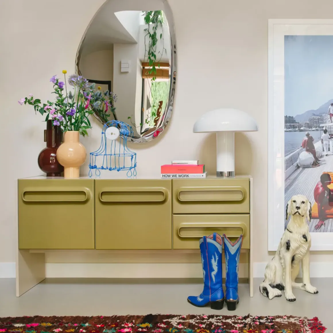 Buffet Space Dresser - 160 x 42 x 80 cm - Sage u0026 Cream