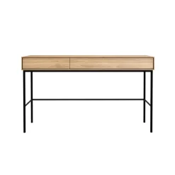Bureau Whitebird en chêne verni - 2 Tiroirs