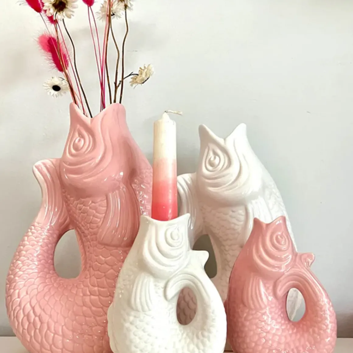 Carafe / Vase Monsieur Carafon Poisson - Rose