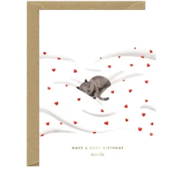 Carte d'anniversaire Gold Cosy Cat