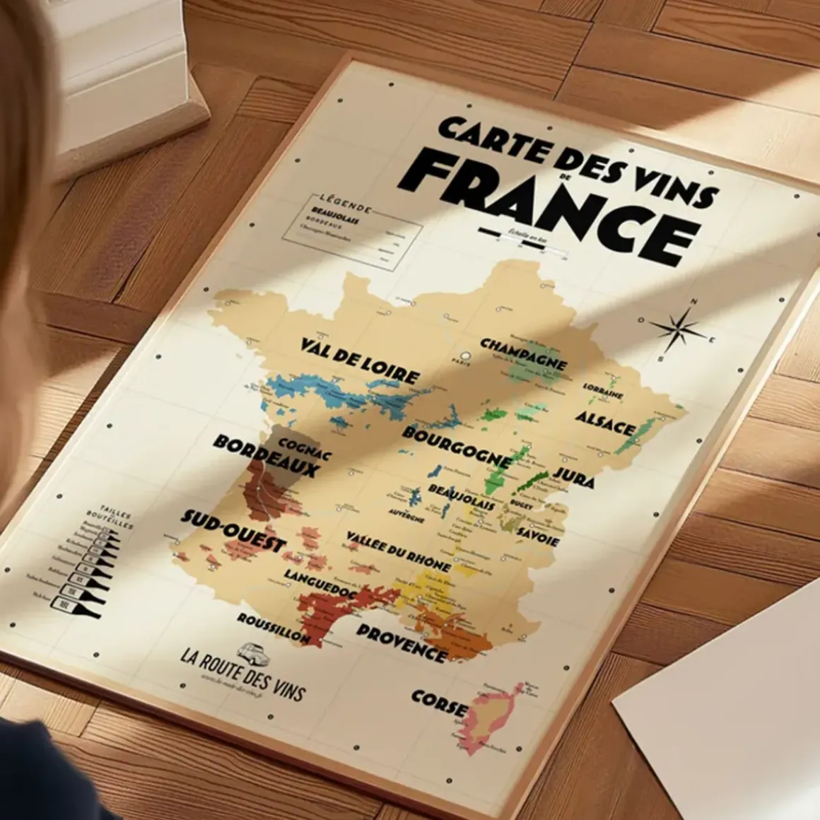 Carte des Vignobles Français - 30 x 40 cm - Ecru