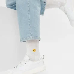 Chaussettes brodées Smiley