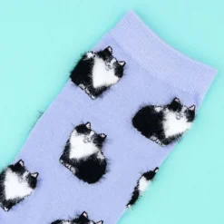 Chaussettes Chat Noir u0026 Blanc - Violet