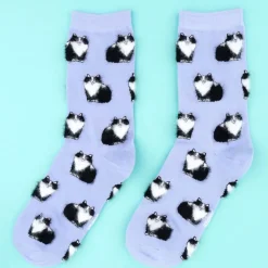 Chaussettes Chat Noir u0026 Blanc - Violet