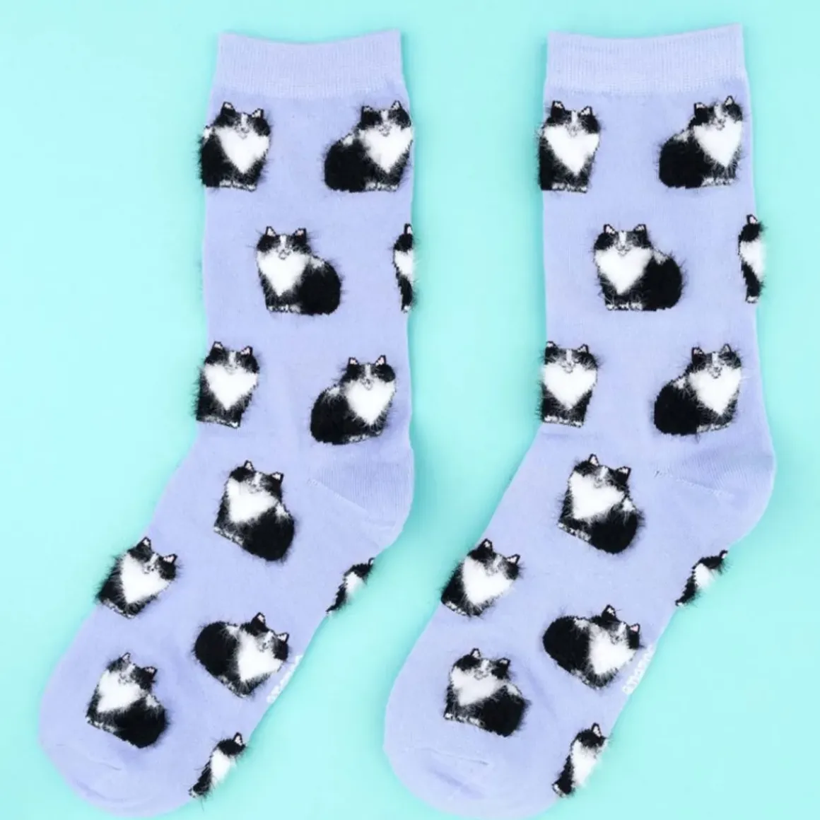 Chaussettes Chat Noir u0026 Blanc - Violet