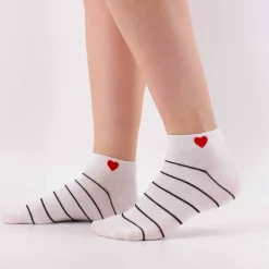 Chaussettes Coeur Côté à rayures - Coeur Rouge
