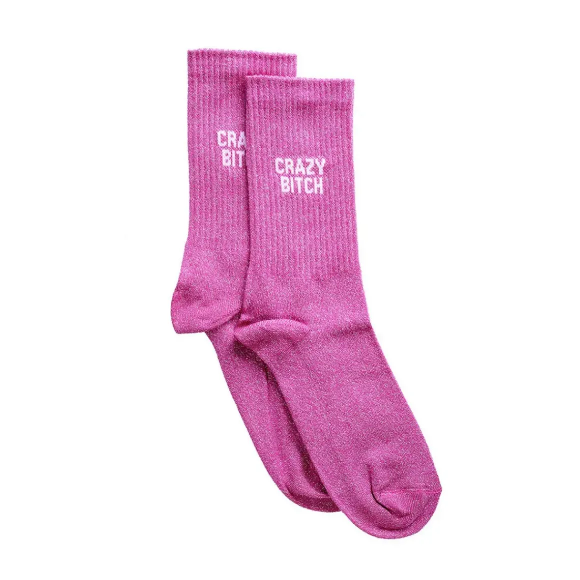Chaussettes Paillettes Crazy Bitch 36/40 - Rose