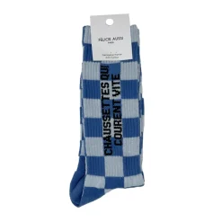 Chaussettes Qui Courent Vite 40/45 - Damier Bleu