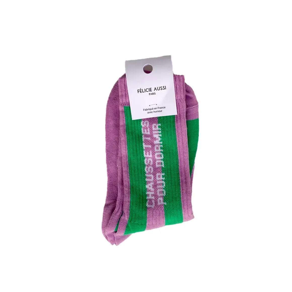 Chaussettes à Rayures Dormir Bi-Gout 36/40 - Lilas Vert