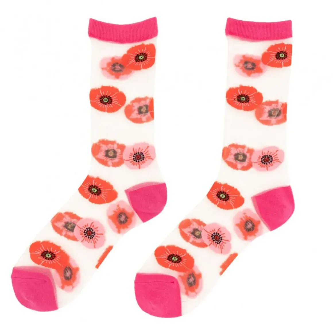Chaussettes Transparentes 35/40 - Coquelicots