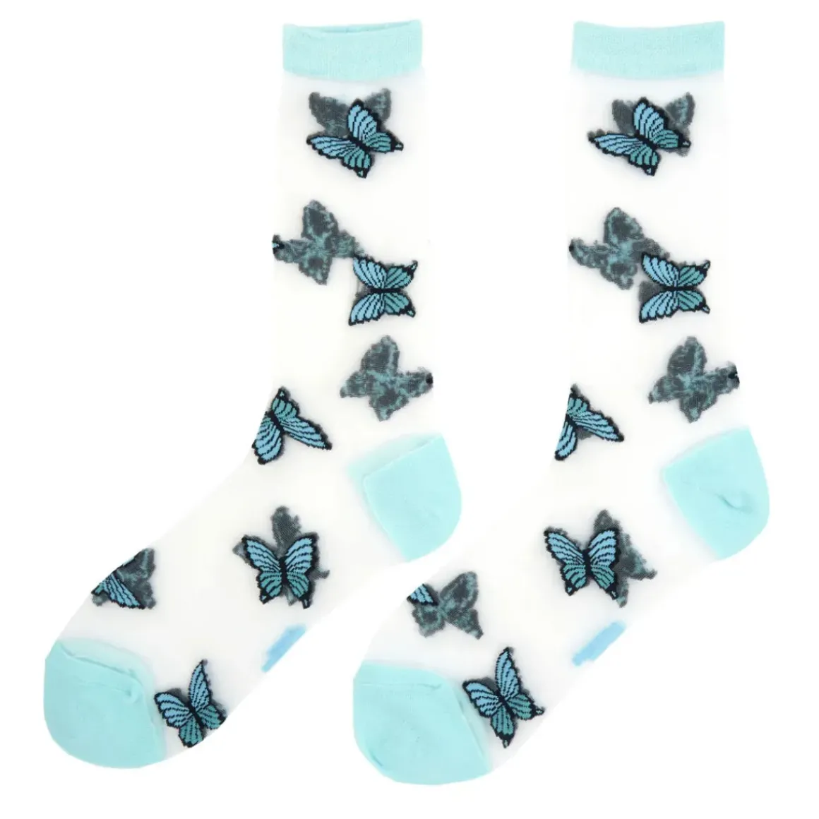 Chaussettes Transparentes Papillon - Bleu