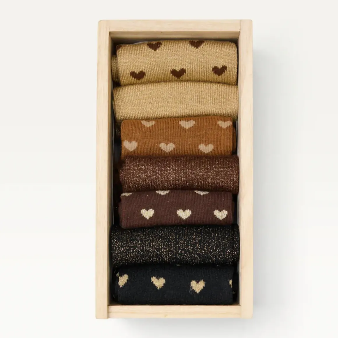 Coffret de 7 Chaussettes Coeur Paillettes