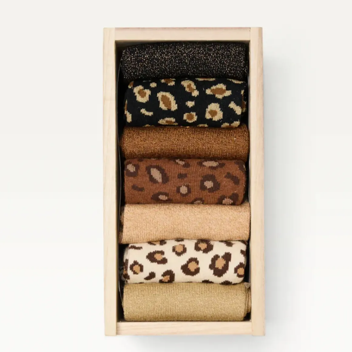 Coffret de 7 Chaussettes Léopard Paillettes