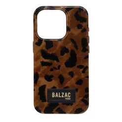 Coque de téléphone cuir guépard cappuccino