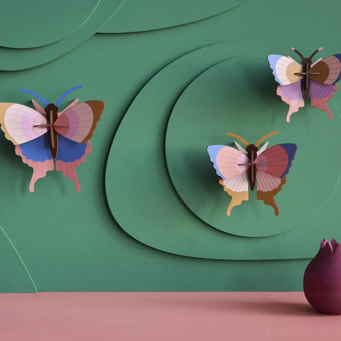 Décoration murale Gold Rim Butterflies - Lot de 3