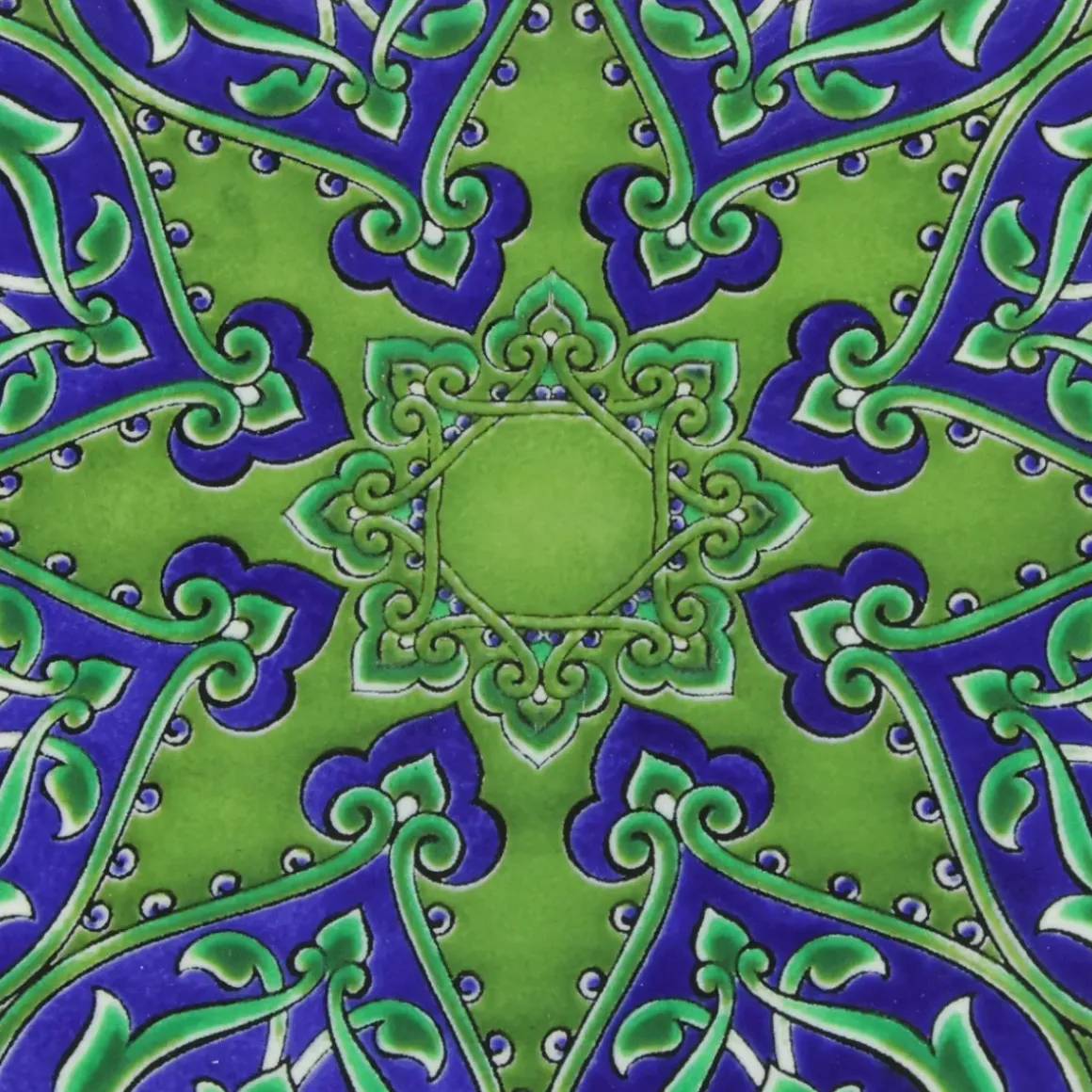 Dessous de Plat Fleur en Céramique - Bleu et Vert