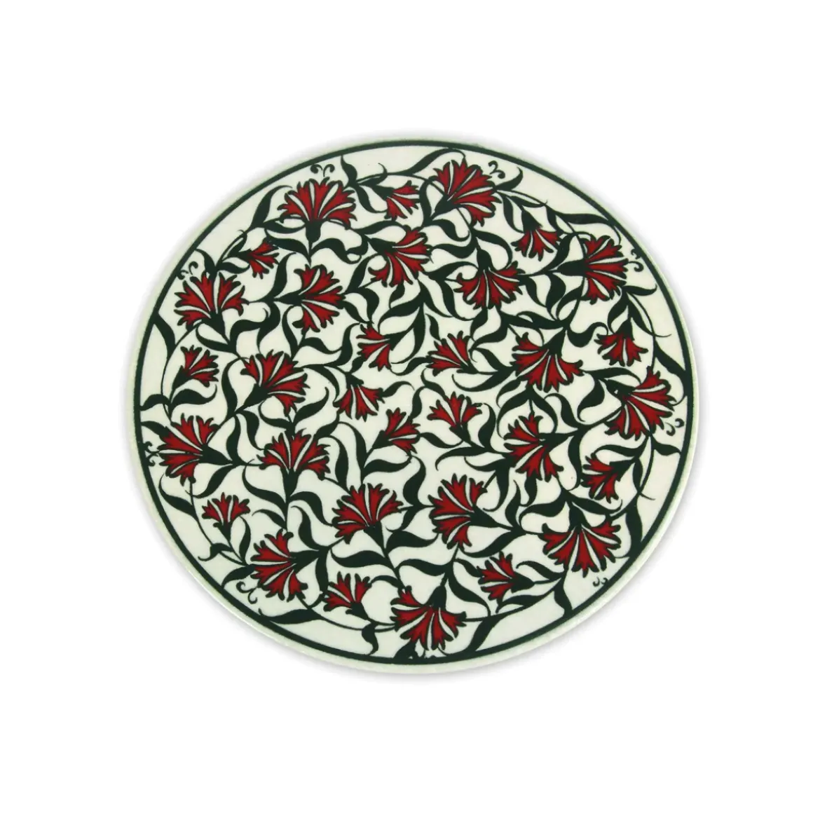 Dessous De Plat Rond Céramique - Vert et Rouge