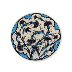 Dessous de Plat Rond en Céramique - Bleu et Beige