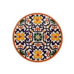 Dessous De Plat Rond en Céramique - Orange et Bleu