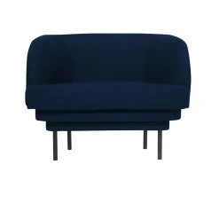 Fauteuil Cornice Velours - Bleu nuit u0026 Métal noir