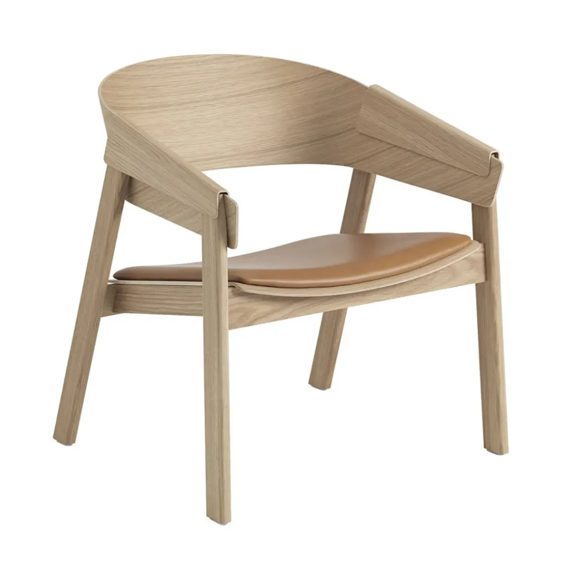 Fauteuil Cover Cuir Chêne - Cognac