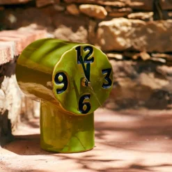 Horloge Rétro en céramique - h 17,5 cm - Olive