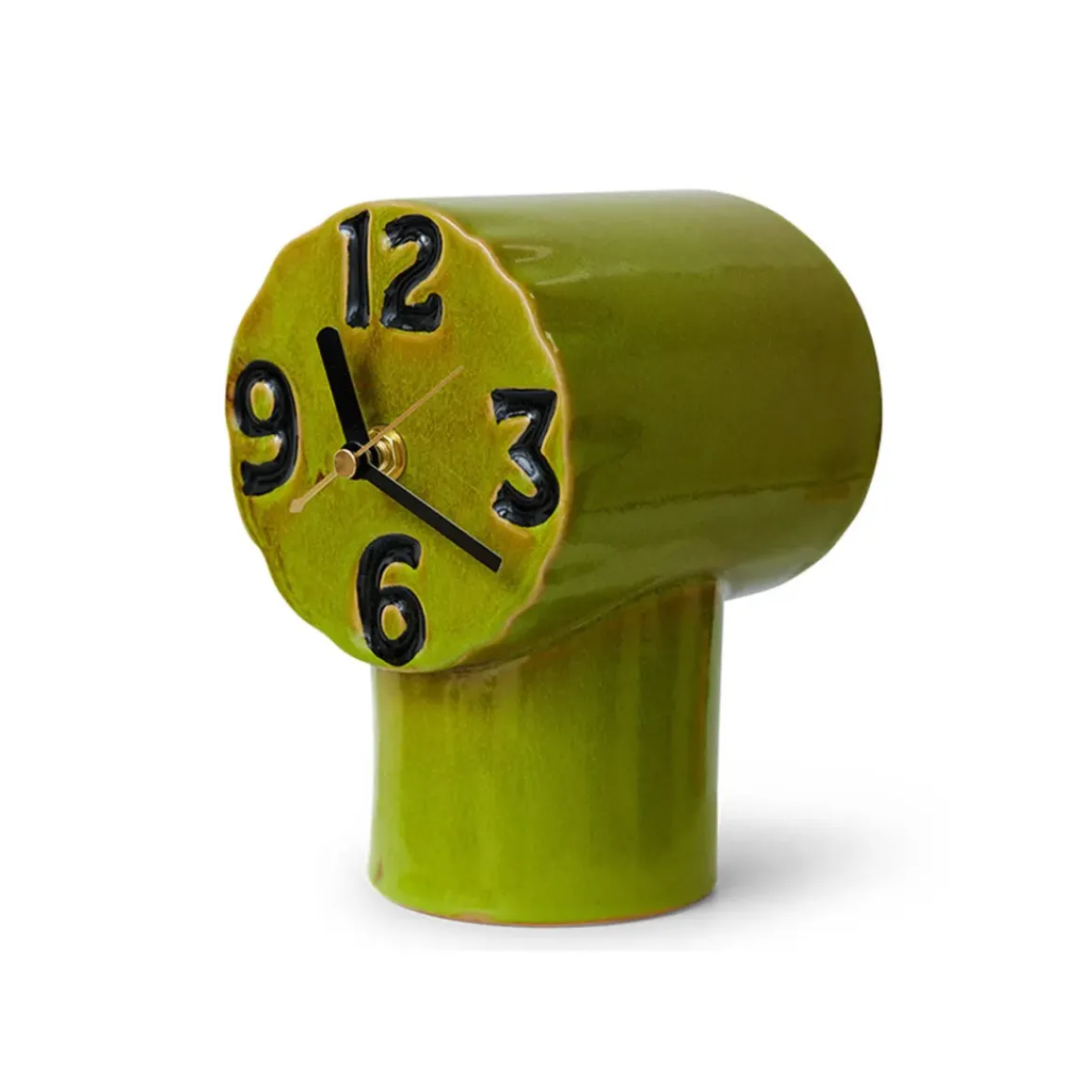 Horloge Rétro en céramique - h 17,5 cm - Olive