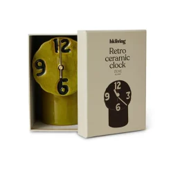 Horloge Rétro en céramique - h 17,5 cm - Olive