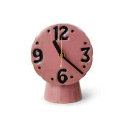 Horloge Rétro en céramique - h 16,2 cm - Rose