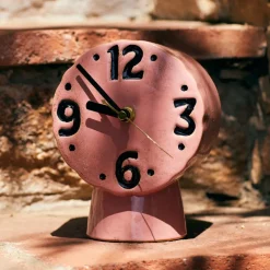Horloge Rétro en céramique - h 16,2 cm - Rose