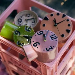 Horloge Rétro en céramique - h 16,2 cm - Rose