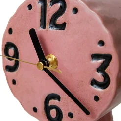 Horloge Rétro en céramique - h 16,2 cm - Rose