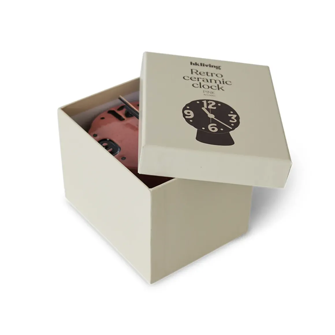 Horloge Rétro en céramique - h 16,2 cm - Rose