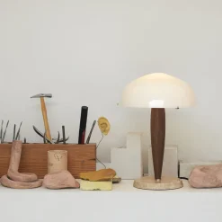 Lampe à poser Herman SHY3 - Noyer u0026 Marbre Crème